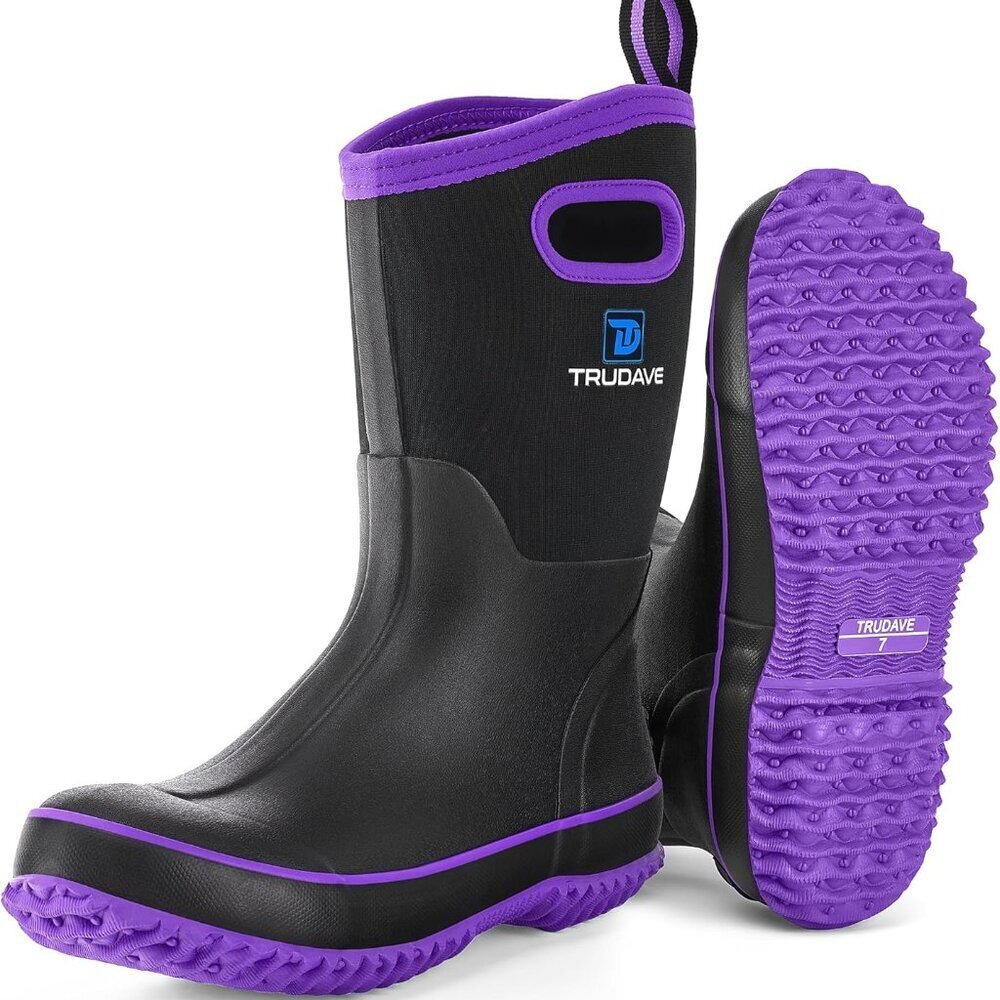 Women Rubber Boots Waterproof Neoprene Insulated Mid Calf Gardening Hunting